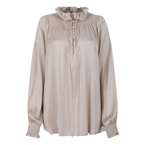 Geometric motif silk blouse