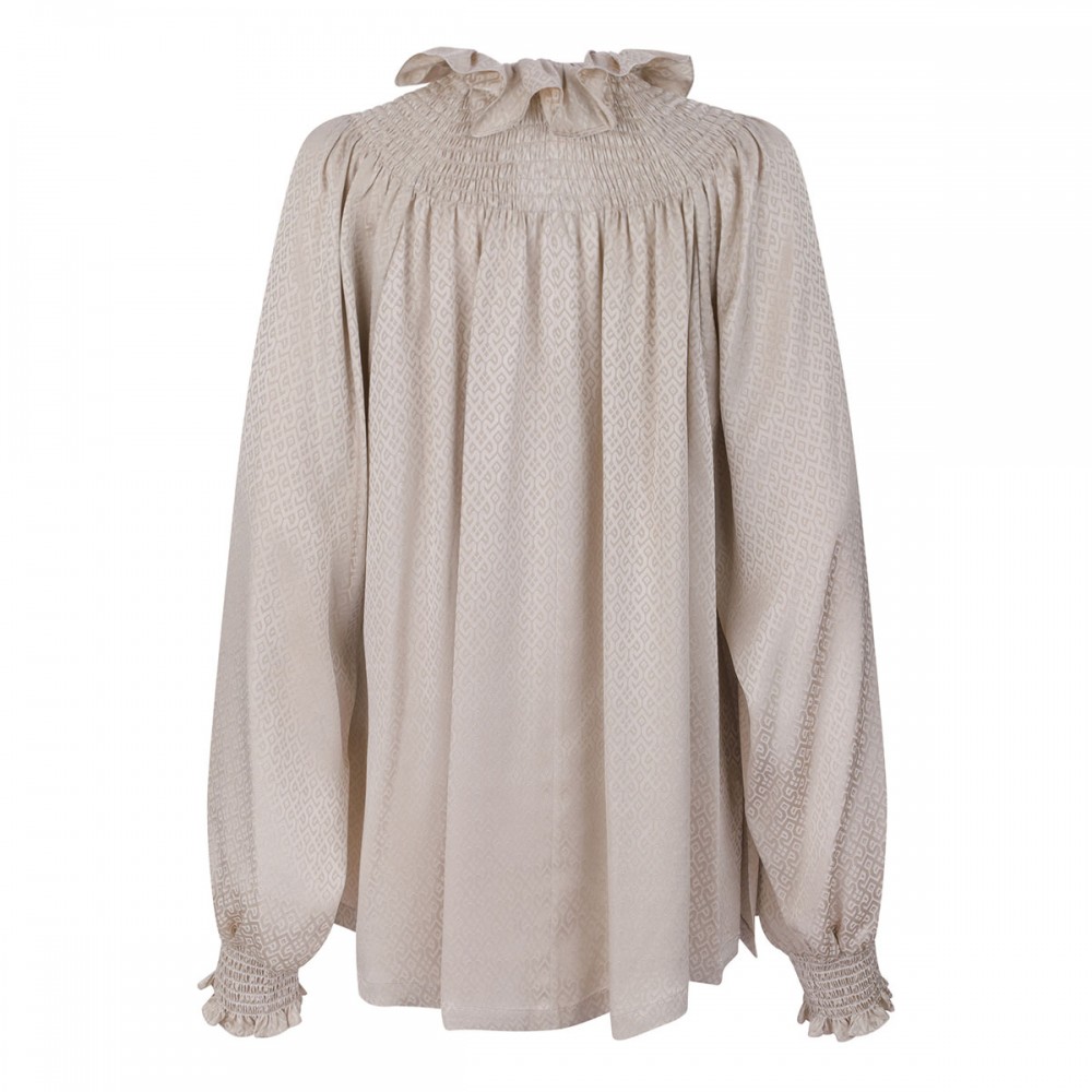 Geometric motif silk blouse