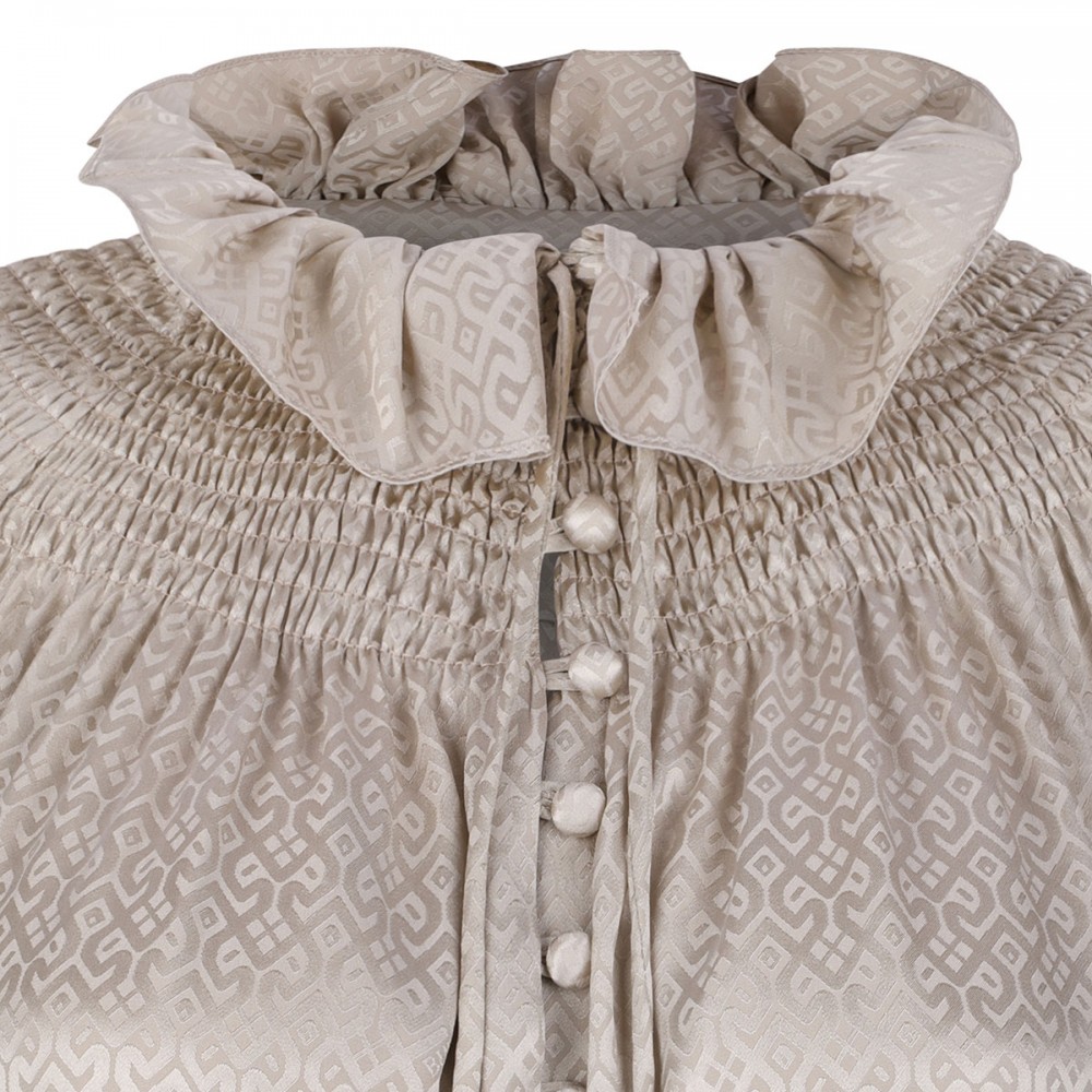 Geometric motif silk blouse