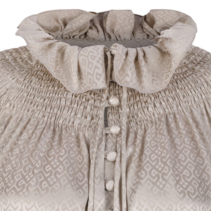 Geometric motif silk blouse