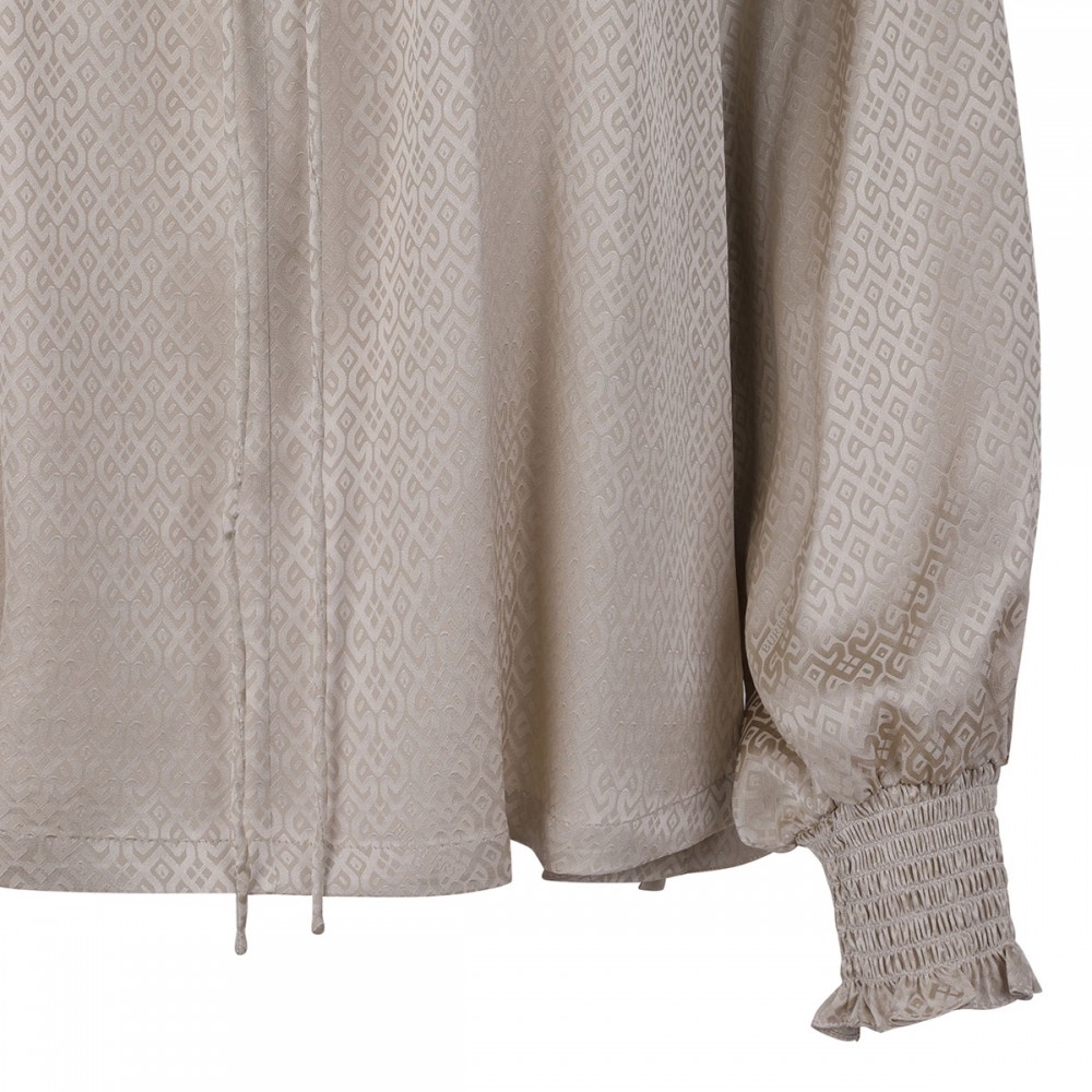 Geometric motif silk blouse