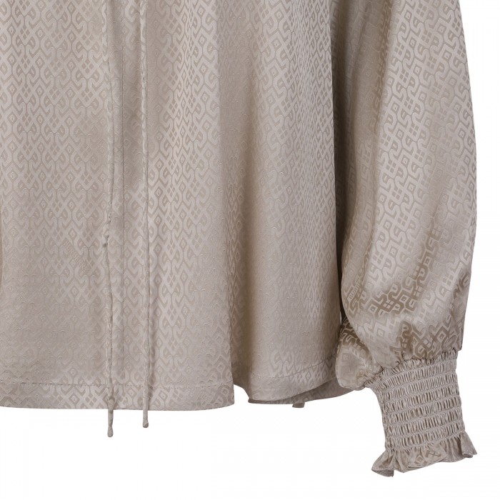 Geometric motif silk blouse