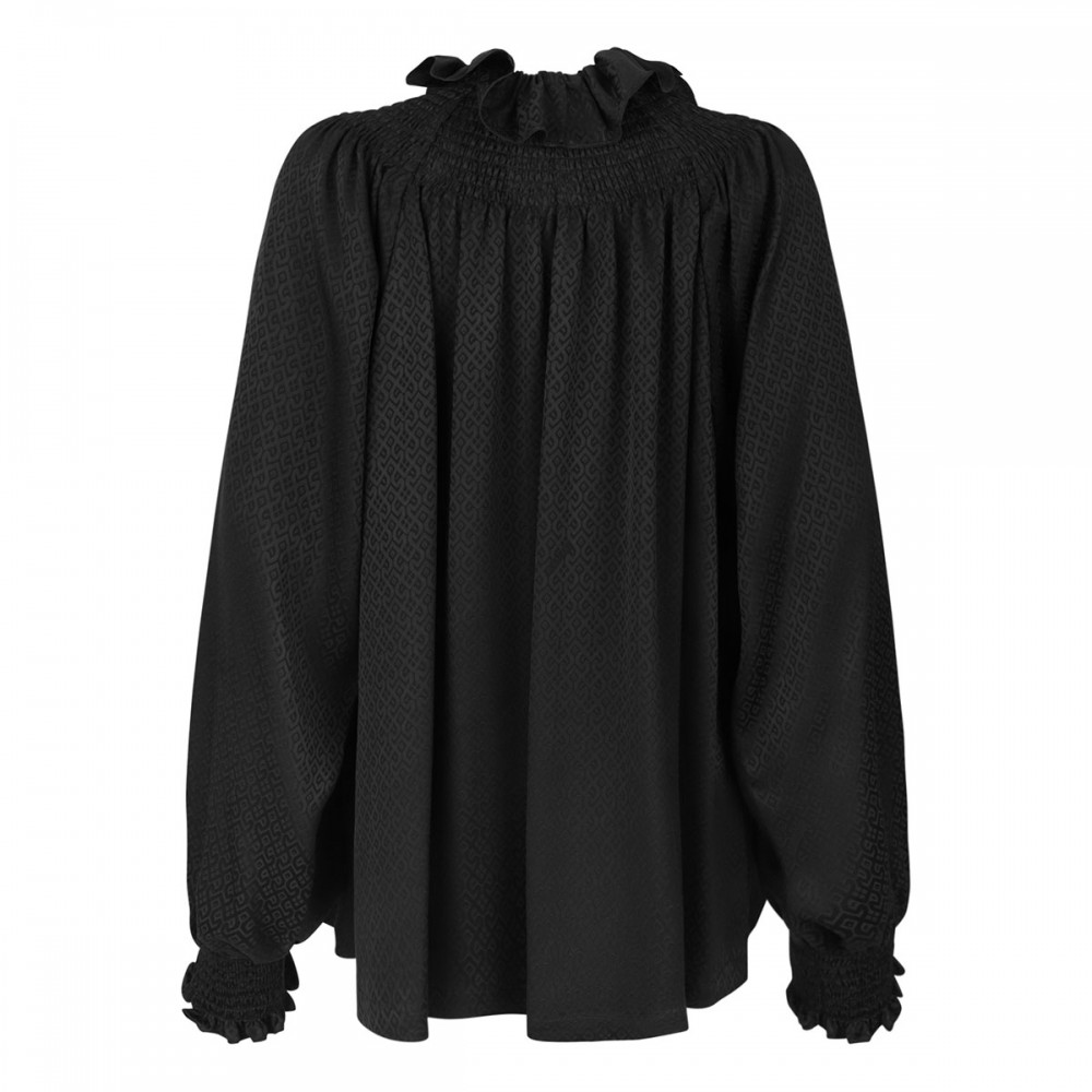 Geometric motif silk blouse