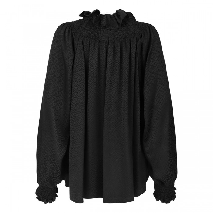 Geometric motif silk blouse