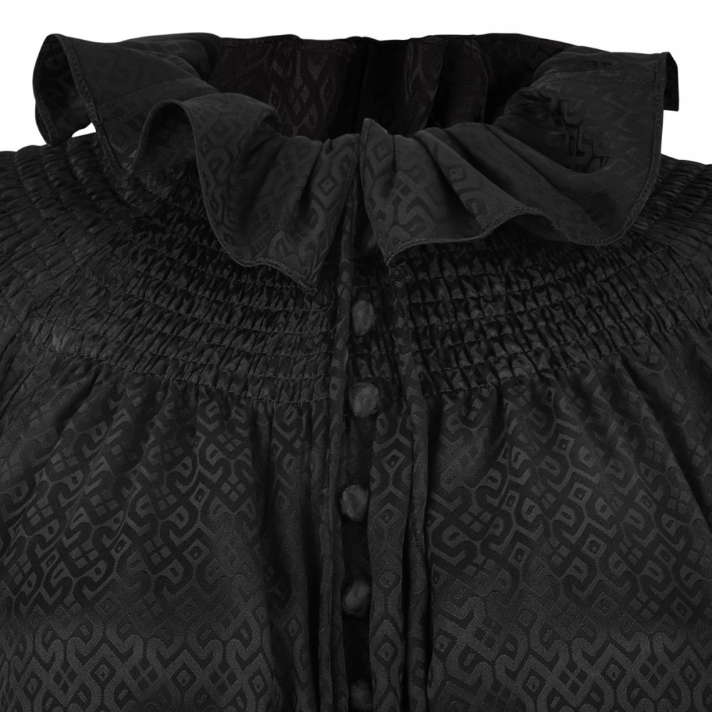 Geometric motif silk blouse