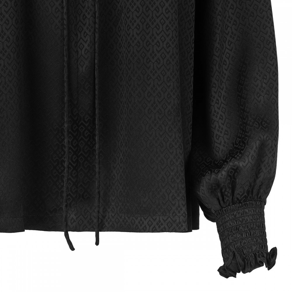 Geometric motif silk blouse