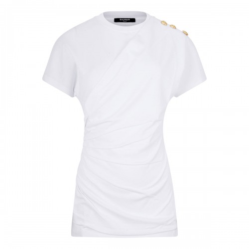 Draped cotton-jersey T-shirt