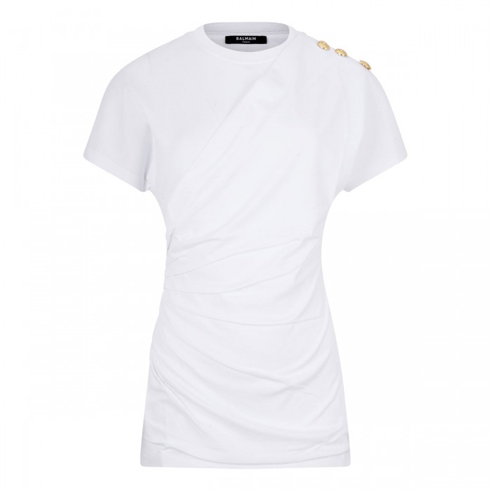 Draped cotton-jersey T-shirt
