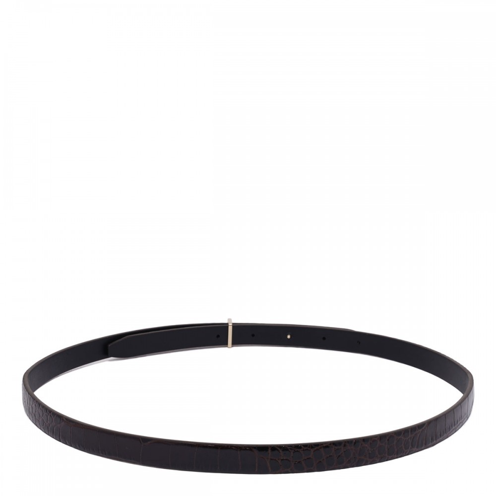 Croc embossed leather slim belt