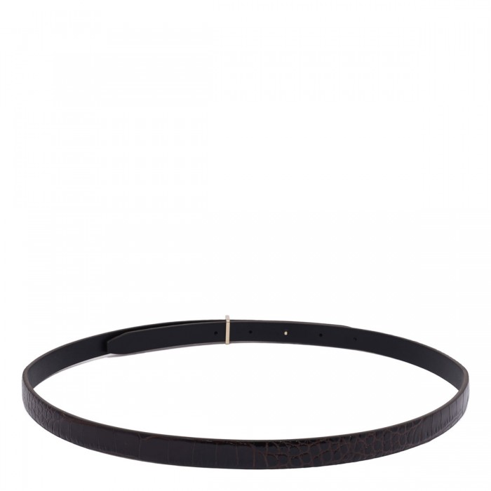 Croc embossed leather slim belt