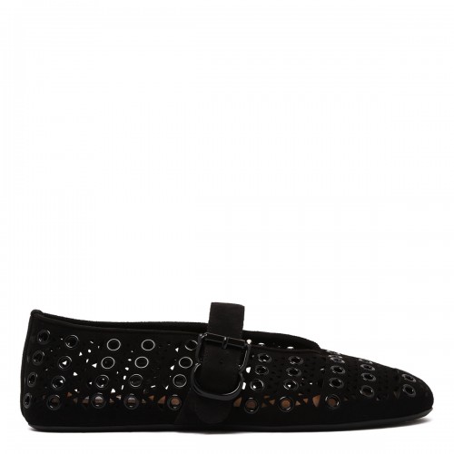 Eyelets suede ballerinas