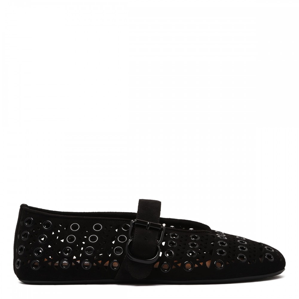 Eyelets suede ballerinas