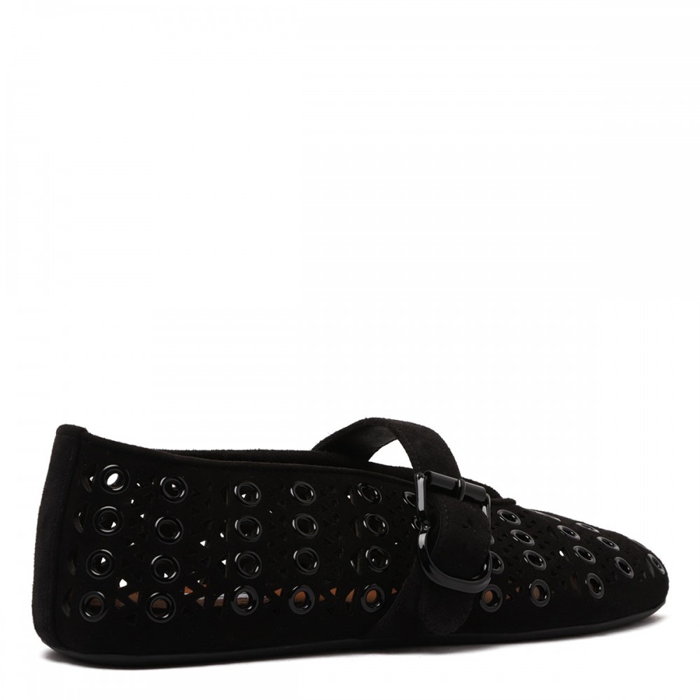 Eyelets suede ballerinas