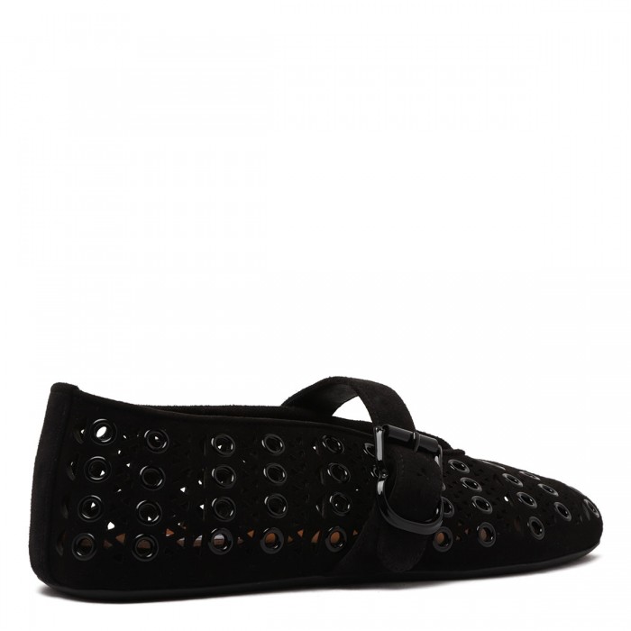 Eyelets suede ballerinas