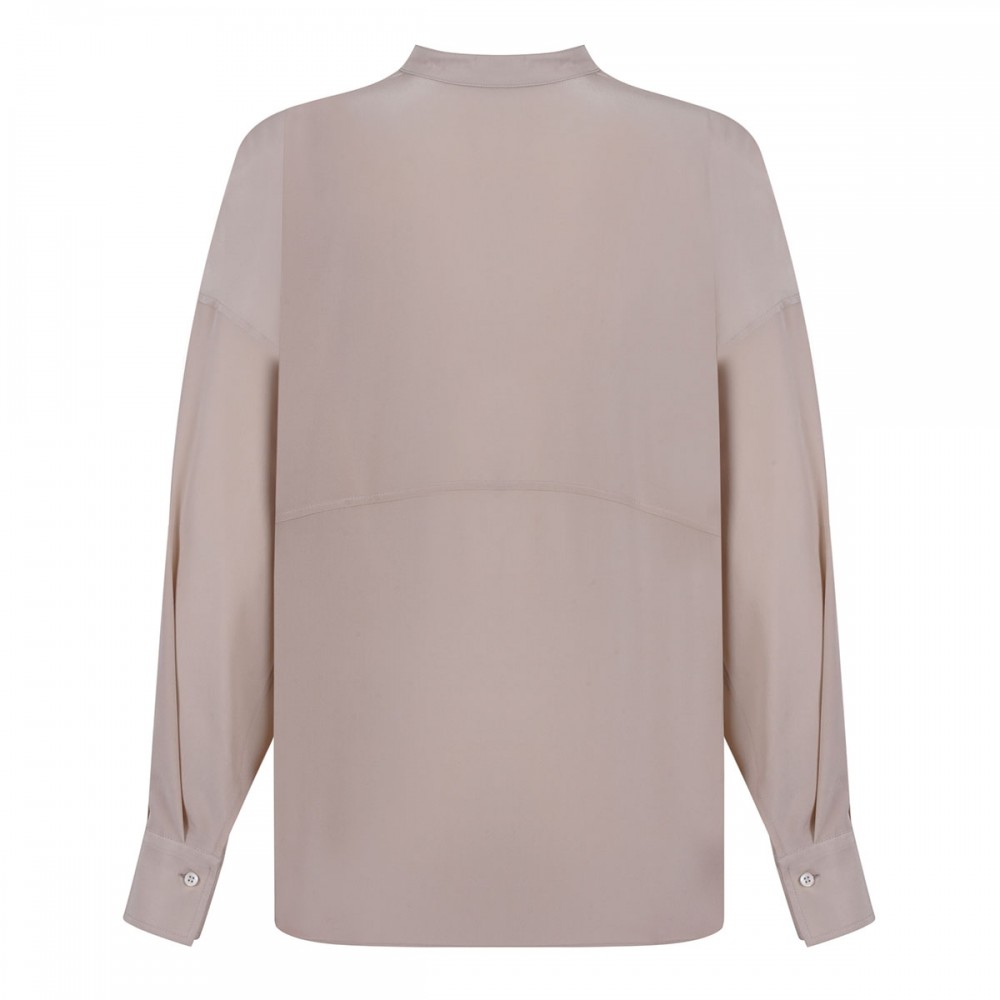 Sand silk blouse with monili