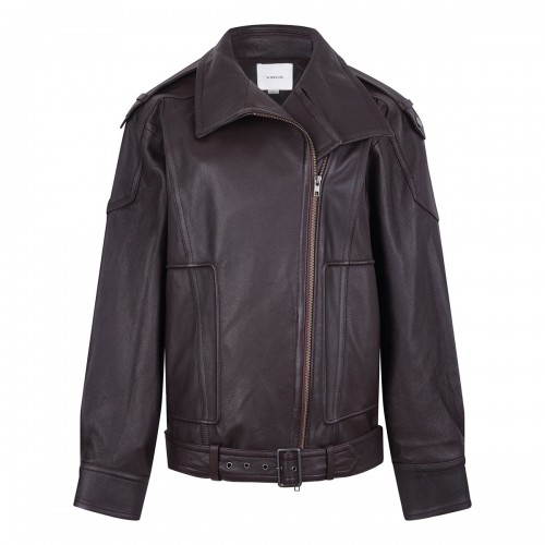 Leather oversized biker jacket