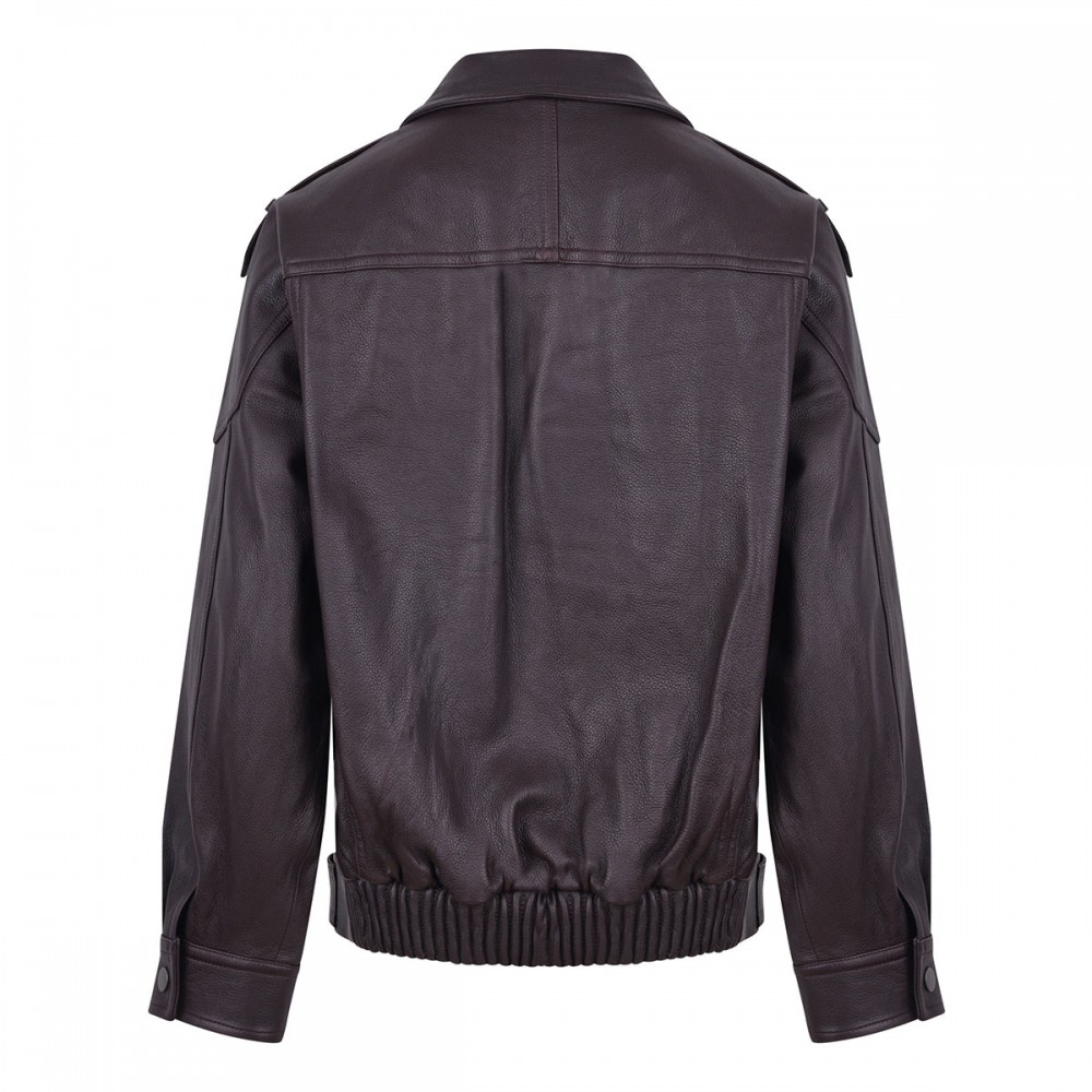 Leather oversized biker jacket