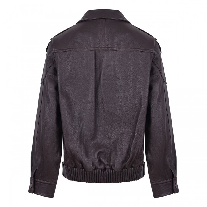 Leather oversized biker jacket
