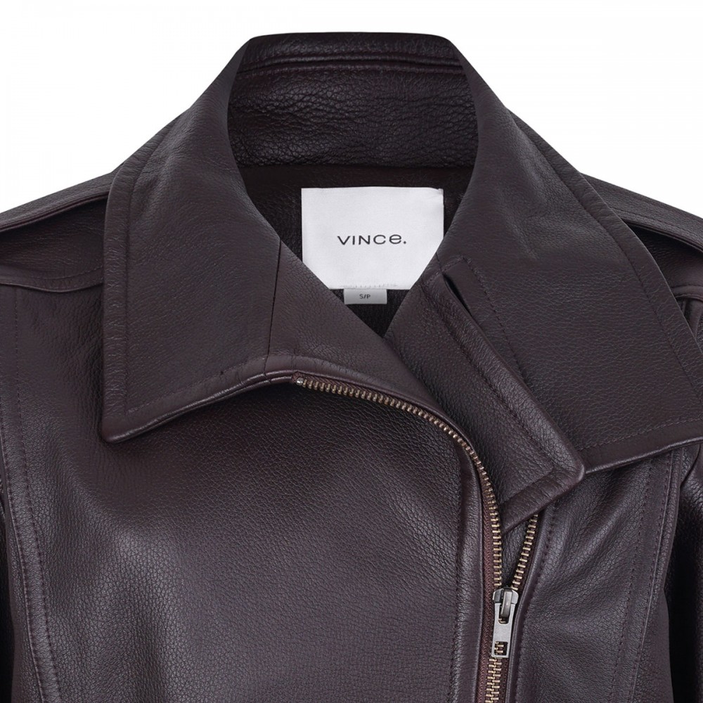 Leather oversized biker jacket