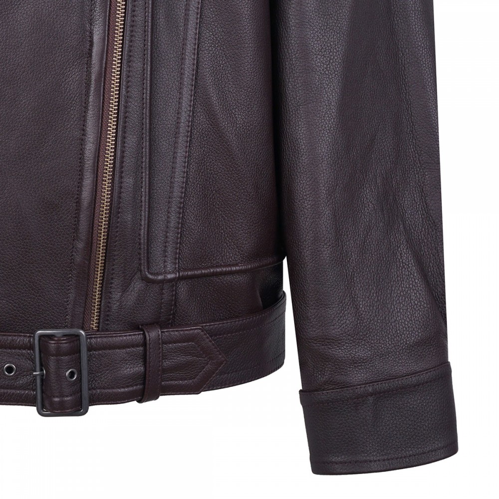 Leather oversized biker jacket
