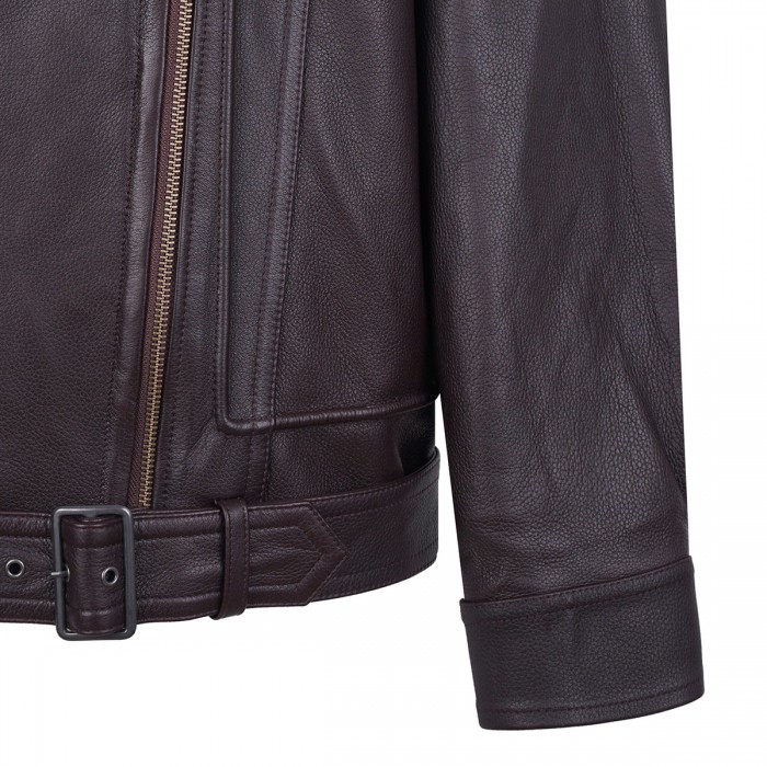 Leather oversized biker jacket