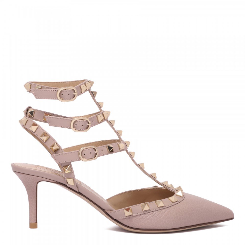 Rockstud ankle strap pumps