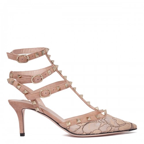 Rockstud ankle strap pumps