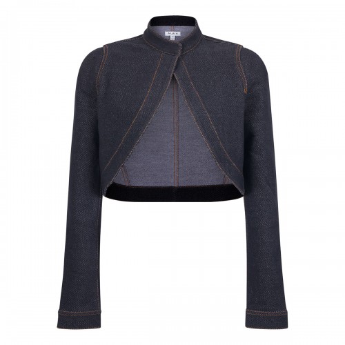 Denim cropped cut-out jacket