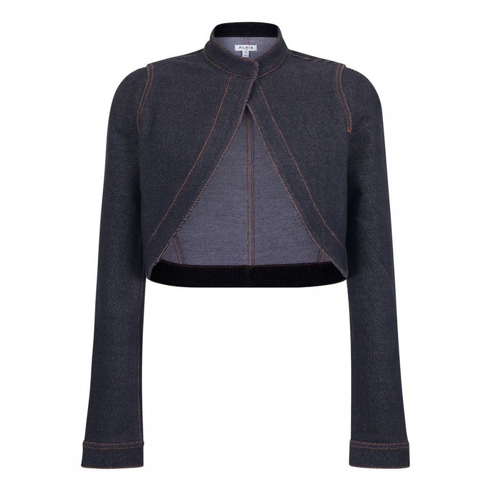 Denim cropped cut-out jacket