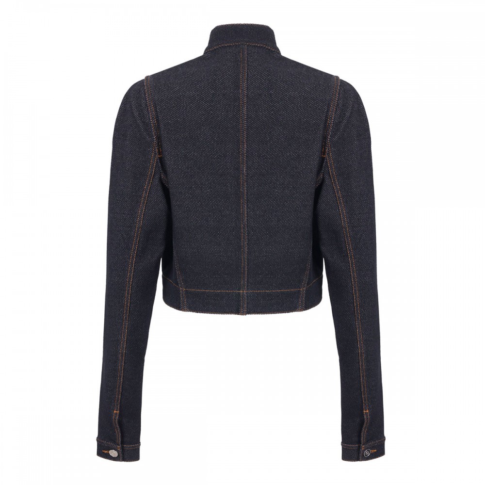 Denim cropped cut-out jacket