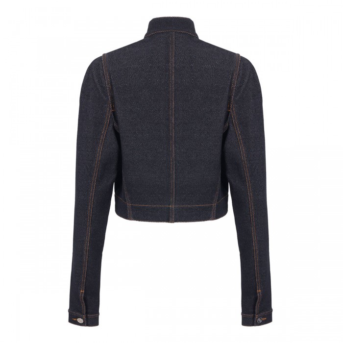 Denim cropped cut-out jacket