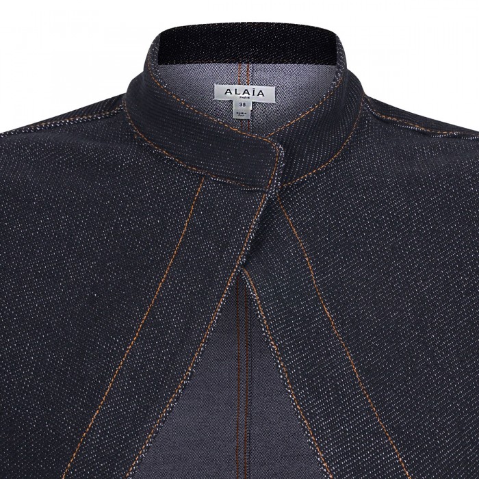 Denim cropped cut-out jacket