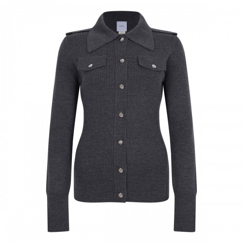 Ribbed knit wool shirt