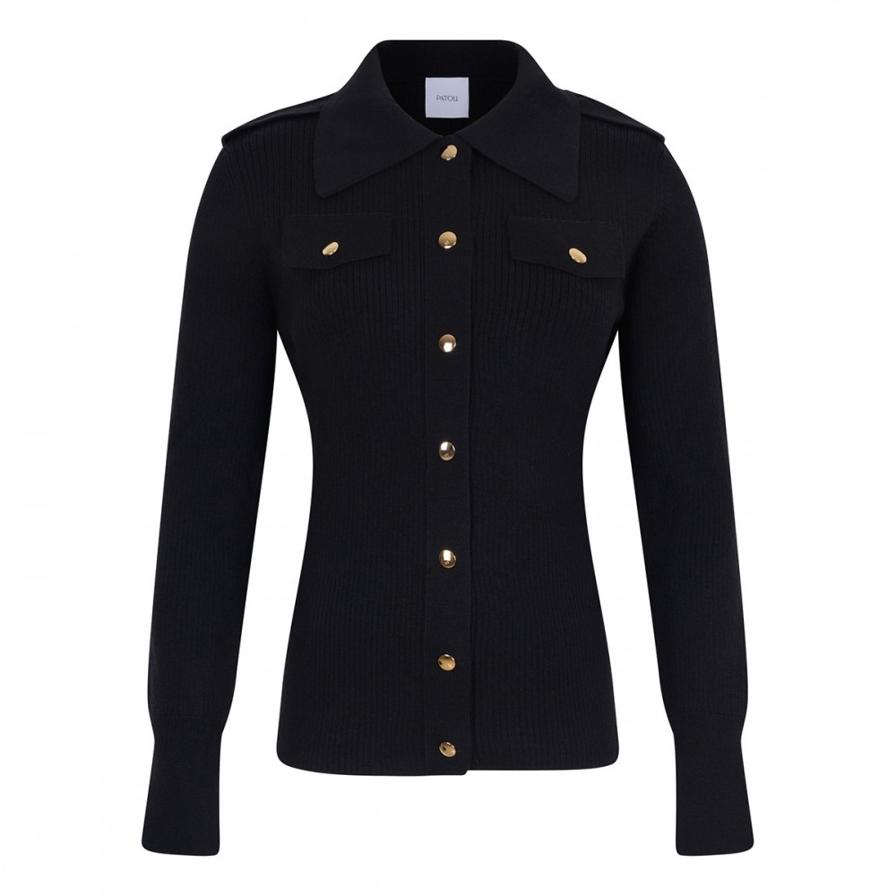 Ribbed knit wool shirt