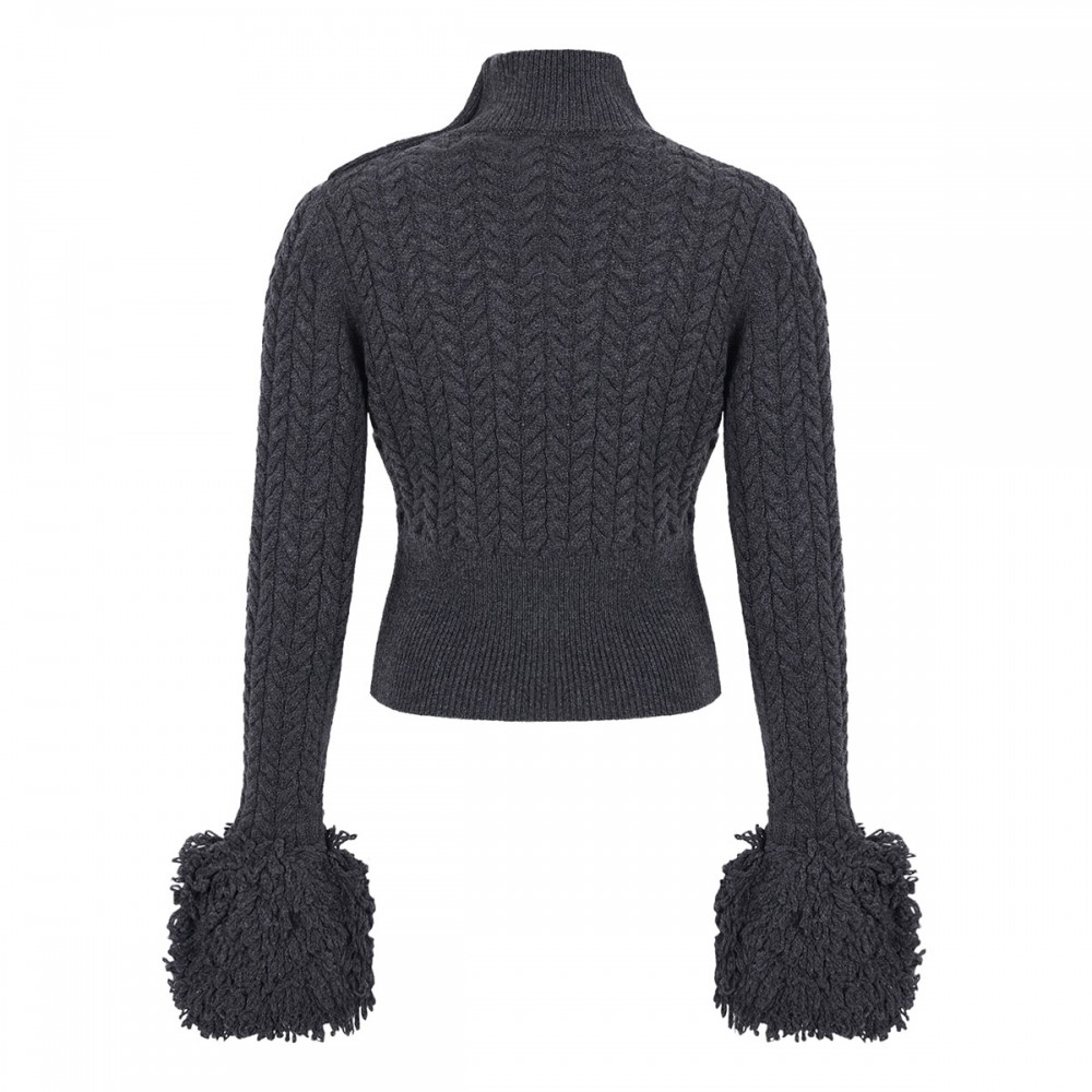 Fringed wool blend sweater