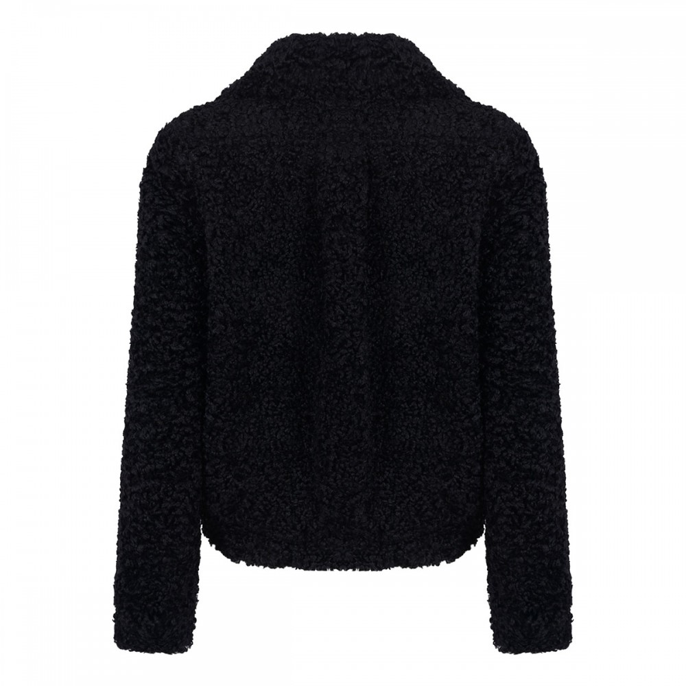Black faux fur bomber jacket