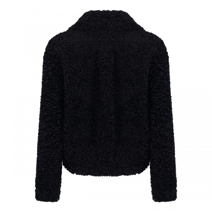 Black faux fur bomber jacket