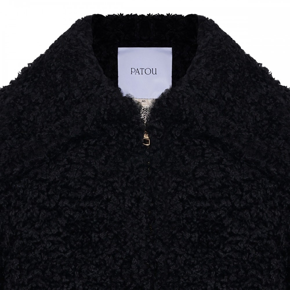 Black faux fur bomber jacket