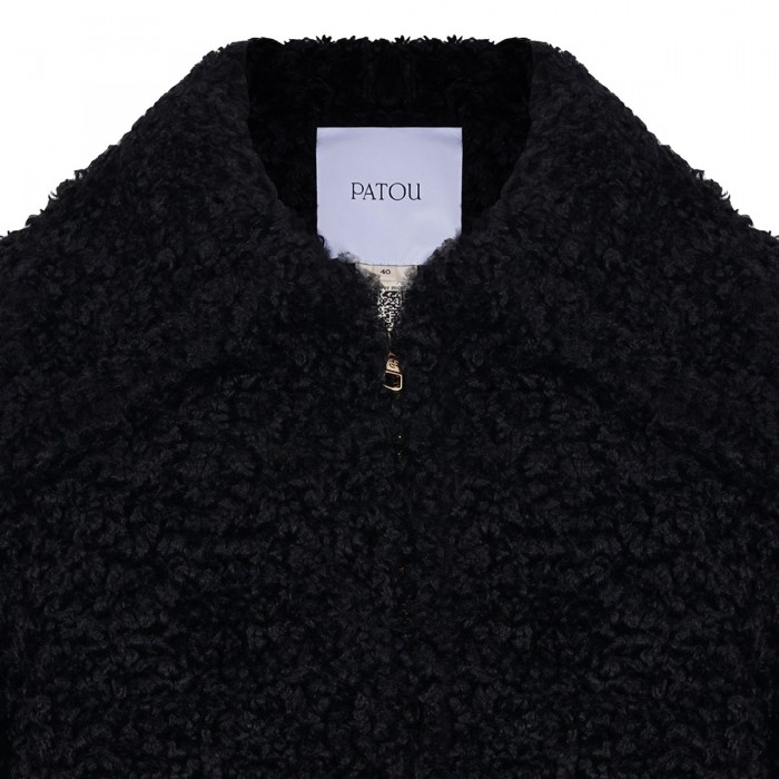 Black faux fur bomber jacket