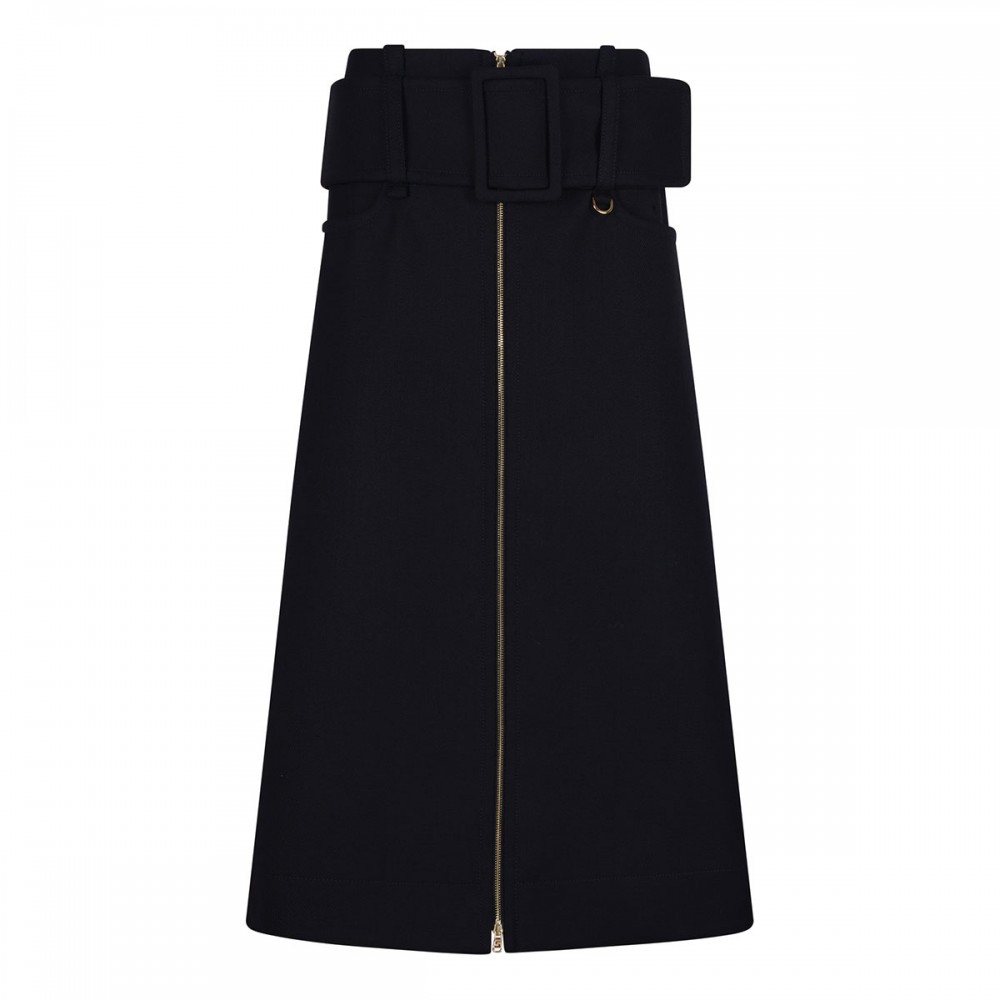 Belted midi skirt