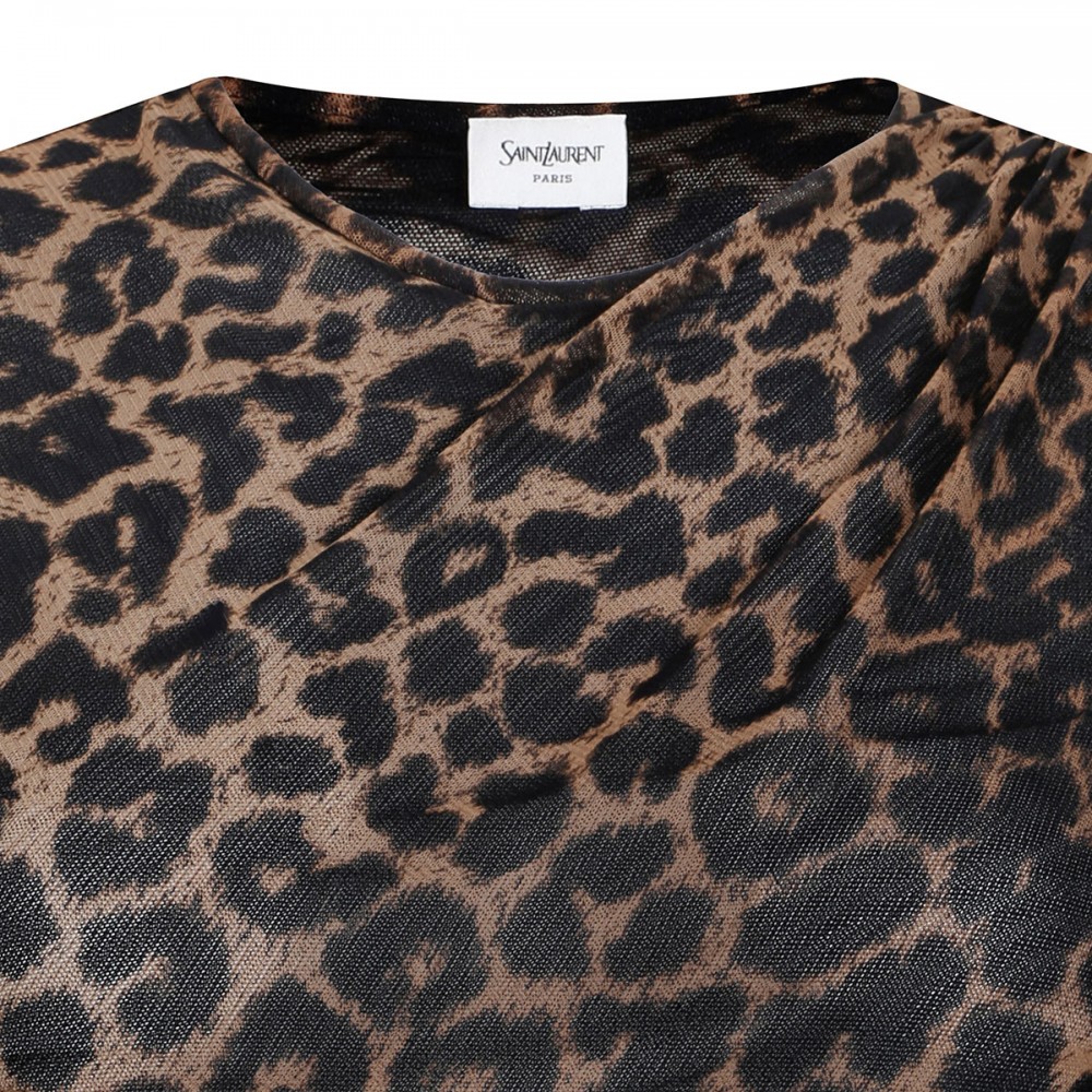 Leopard tulle jersey mini dress