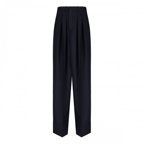 Wool gabardine wide pants