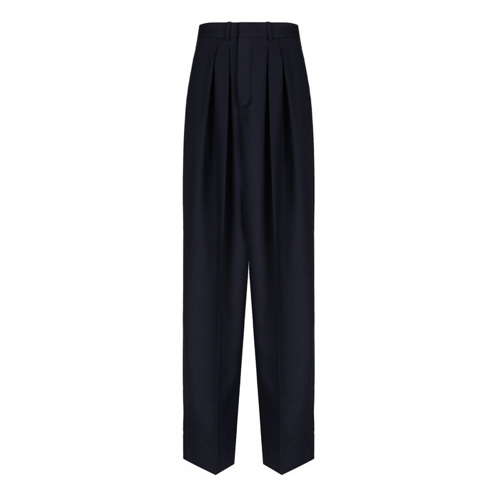 Wool gabardine wide pants
