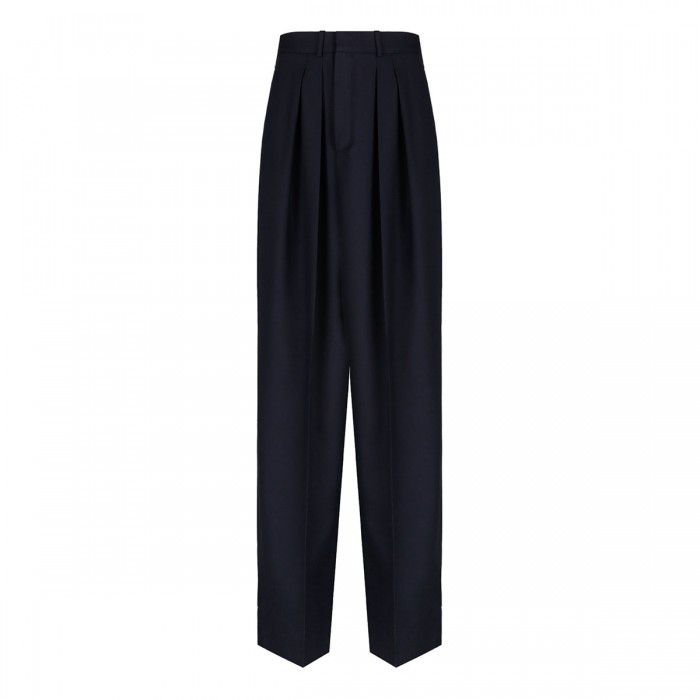 Wool gabardine wide pants