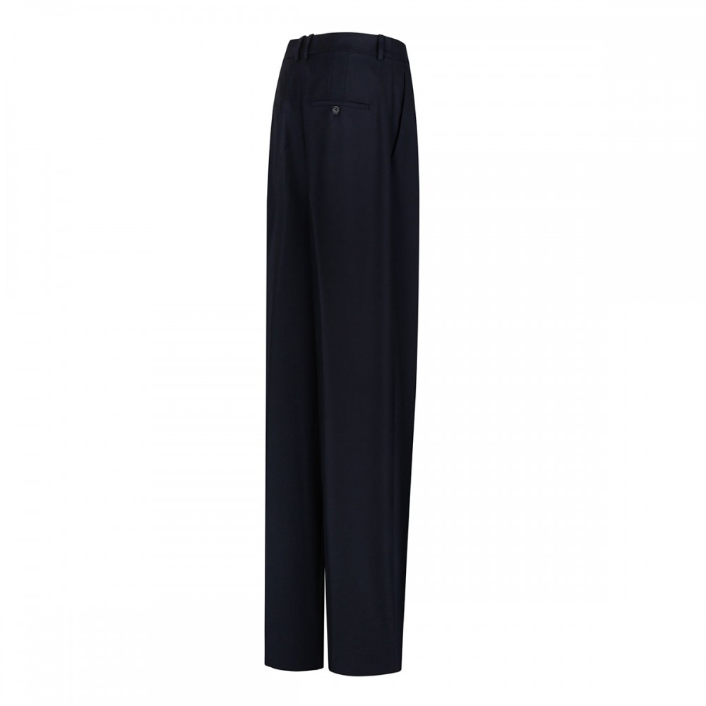 Wool gabardine wide pants