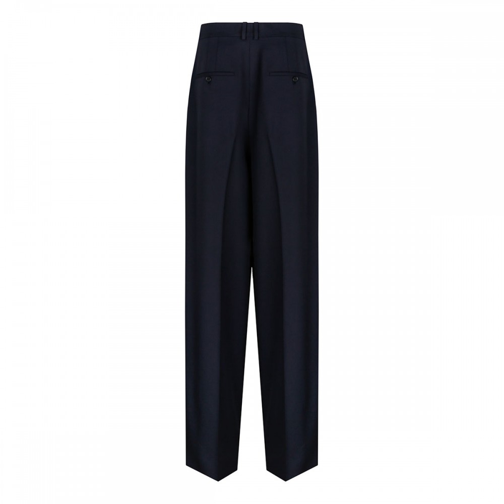 Wool gabardine wide pants