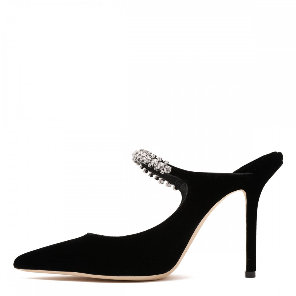 Bing 100 black velvet mules