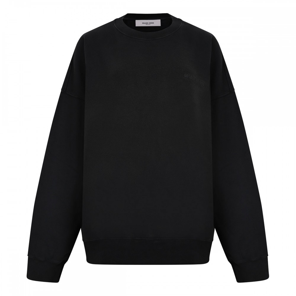 Worn black cotton sweatshirt