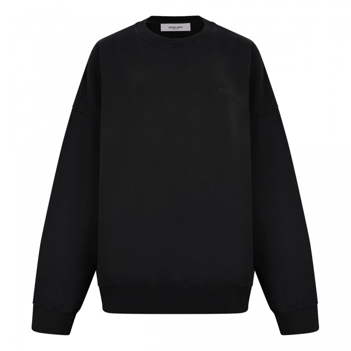 Worn black cotton sweatshirt