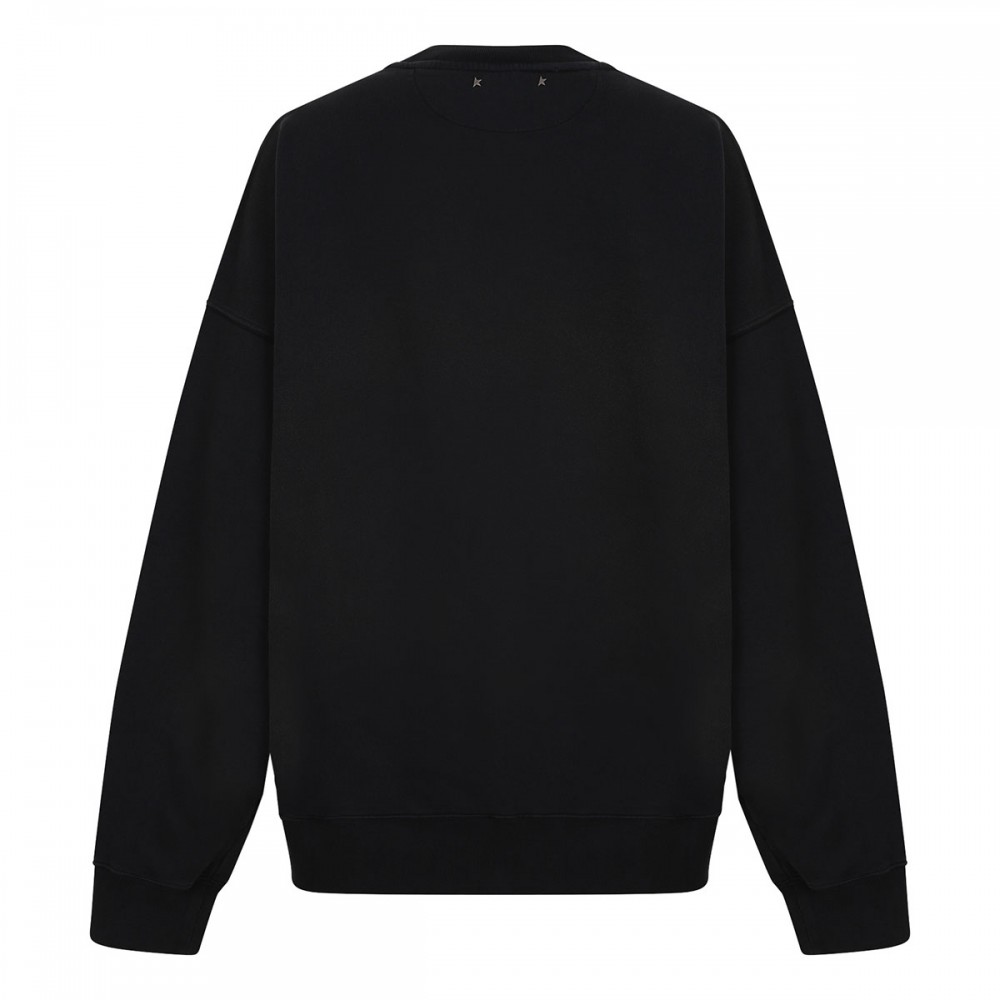 Worn black cotton sweatshirt